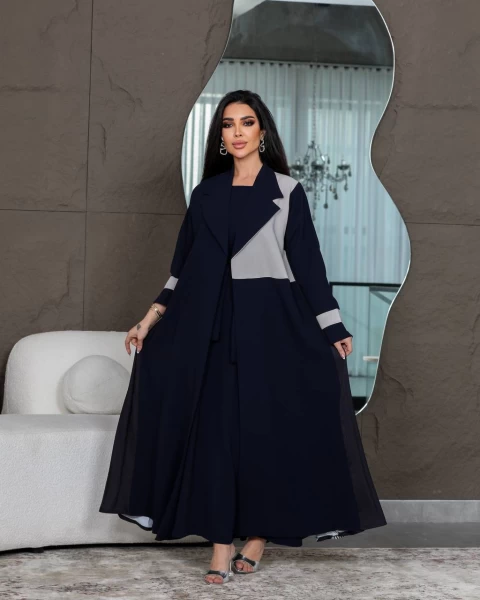 Abaya Crepe in navy color  IB200