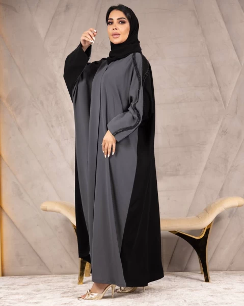 Crepe Abaya in two colors black and gray IB181